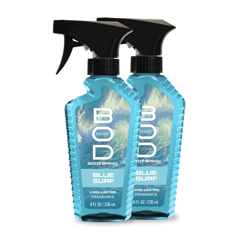 BOD man Fragrance Body Spray, Blue Surf, 8 fl oz (Pack of 2)