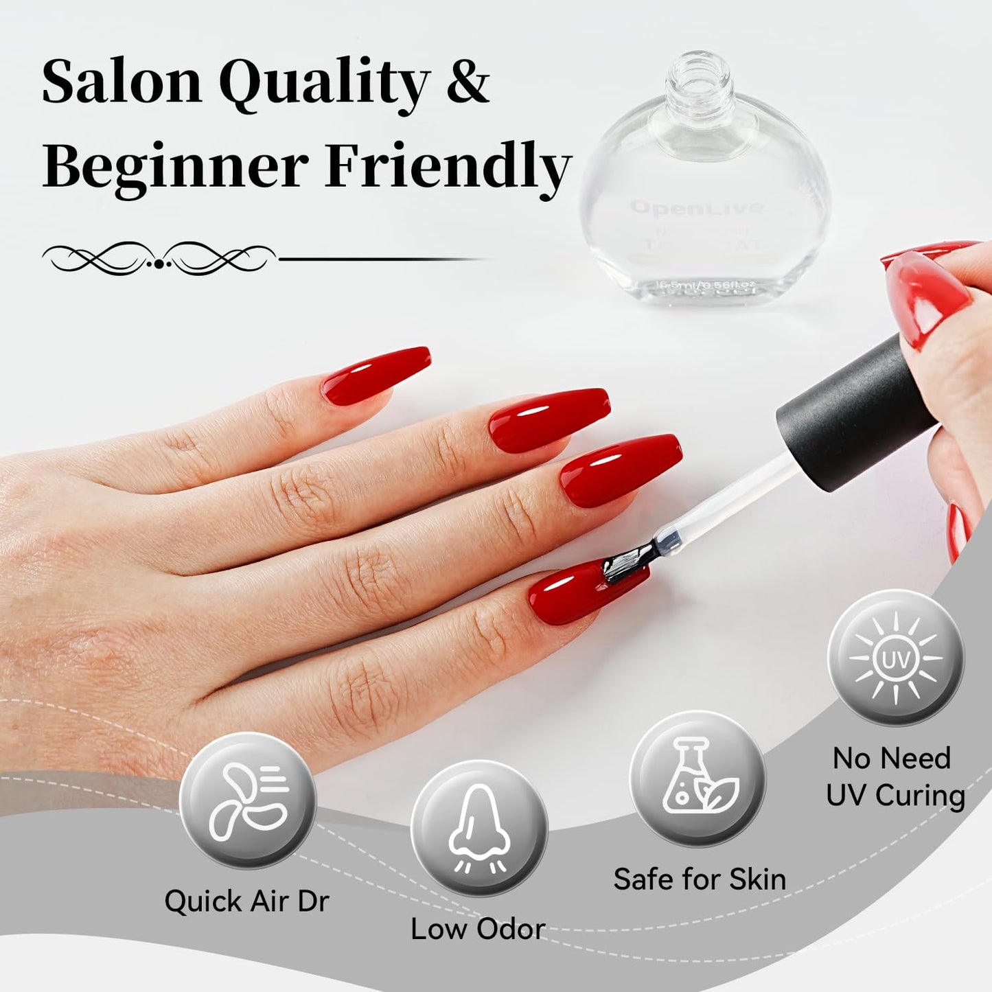 Top Coat Clear Nail Polish - Quick Dry High Gloss Shine | 16.5ml Long-Lasting & Scratch Resistant for Salon Quality DIY Nail Art