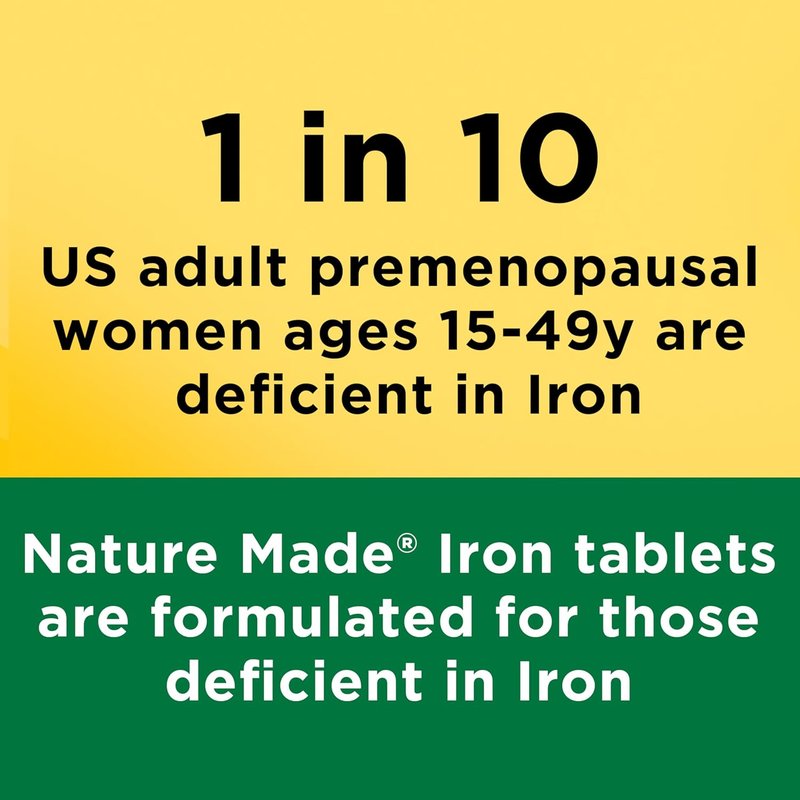 Iron Supplements for Red Blood Cell Support - Nature Made 65 mg Ferrous Sulfate | 180 Tablets