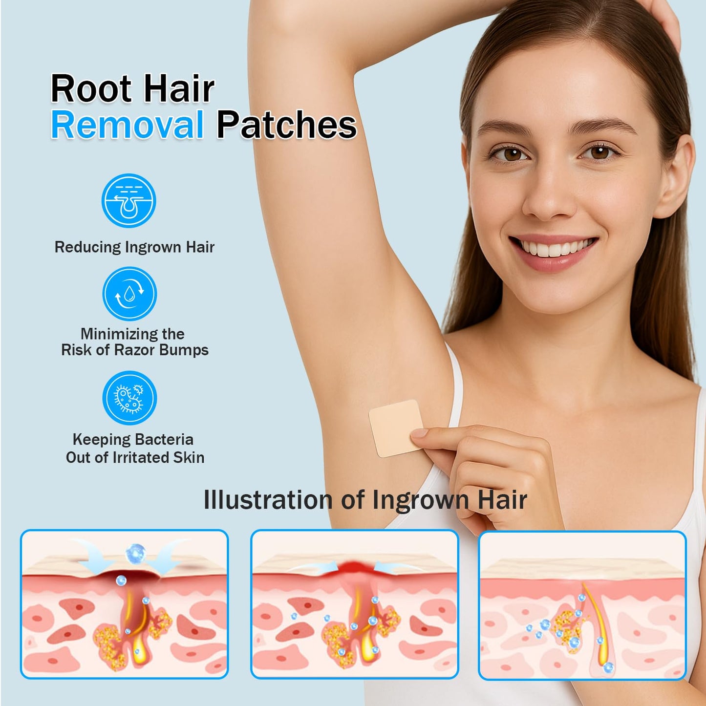 Ingrown Hair Treatment Patch, 24 Pcs Razor Bump Treatment for Bikini Area, Smooth-Feeling Non-Irritating Formula, Ingrown Hair Pads & Pubic Hair Cyst Treatment for Women & Men