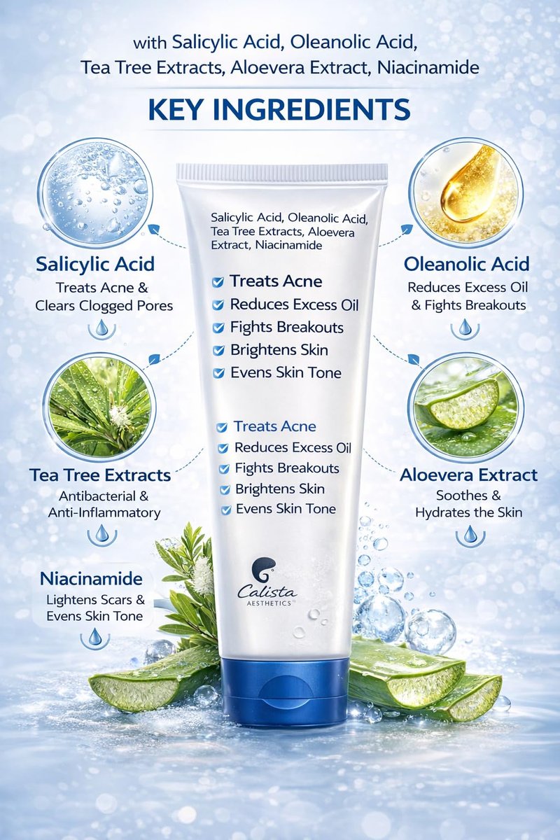 Equal Health Salicylic Acid Acne Face Wash for Oily Skin – Oil Control Deep Pore Cleanser for Pimples, Blackheads & Dark Spots – Acne Treatment Facial Cleanser – 2.7 oz