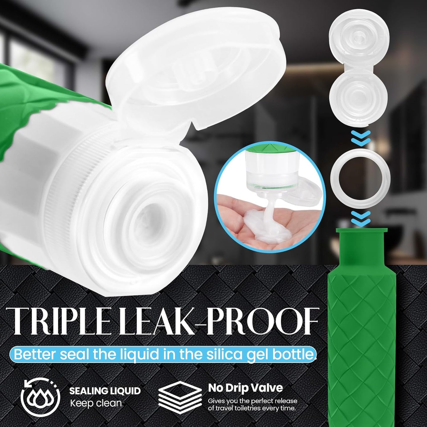Travel Bottles for Toiletries - TSA Approved Silicone Containers | BPA Free, Leak Proof, Refillable Essentials (Forest Green)