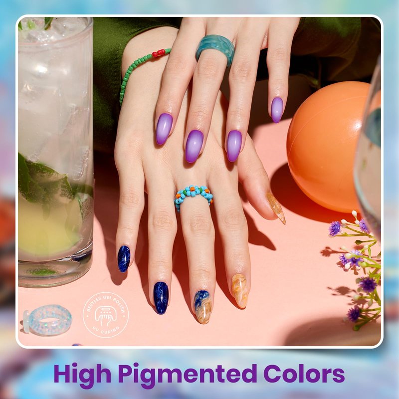 beetles Gel Nail Polish Set – 32 Colors Gel Polish Kit with Base Top Coat Pink Red Blue Purple Green Yellow Brown Black White Soak Off UV LED Nail Art DIY Summer Manicure Gift for Women