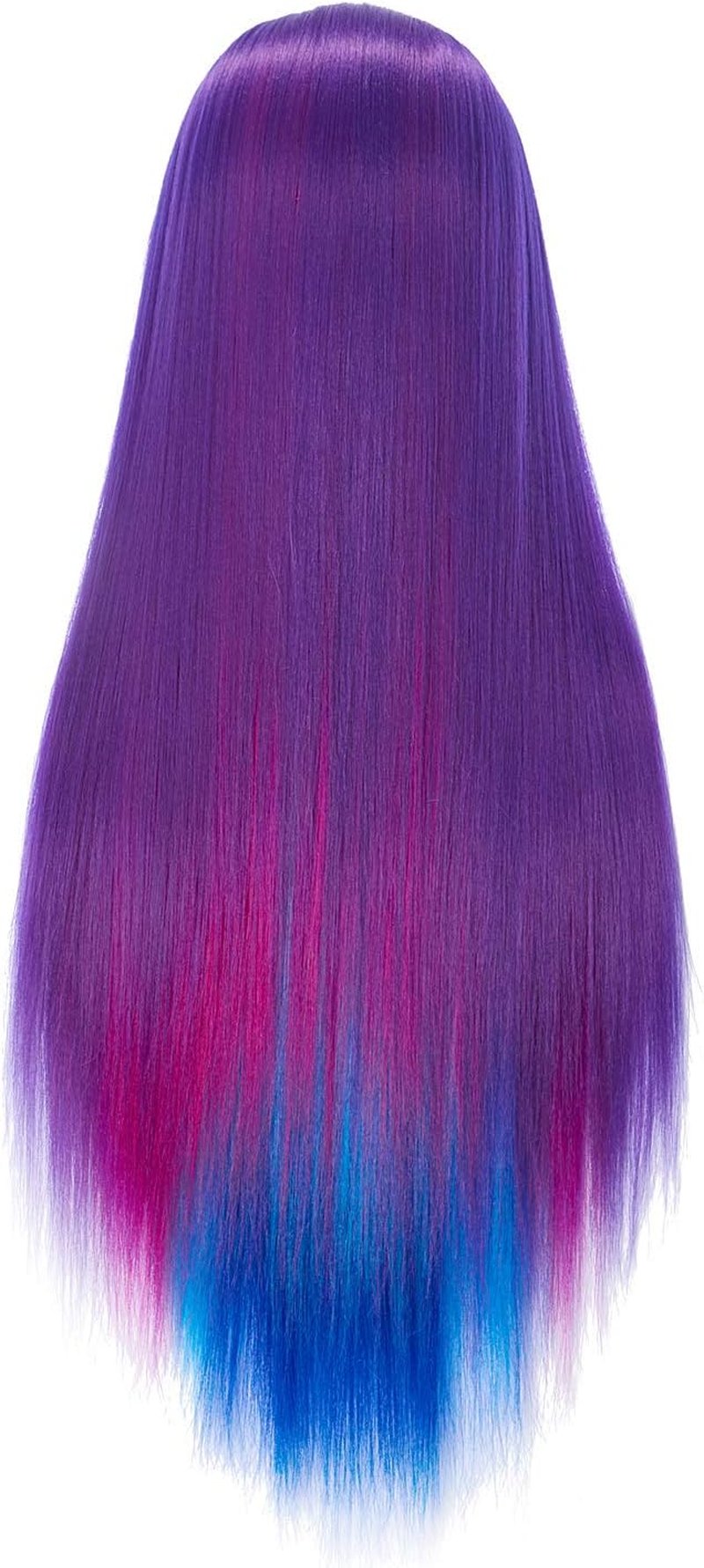 Hairingrid 26"-28" Mannequin Head Hair Styling Training Head Manikin Cosmetology Doll Head Synthetic Fiber Hair and Free Clamp Holder (Colourful)