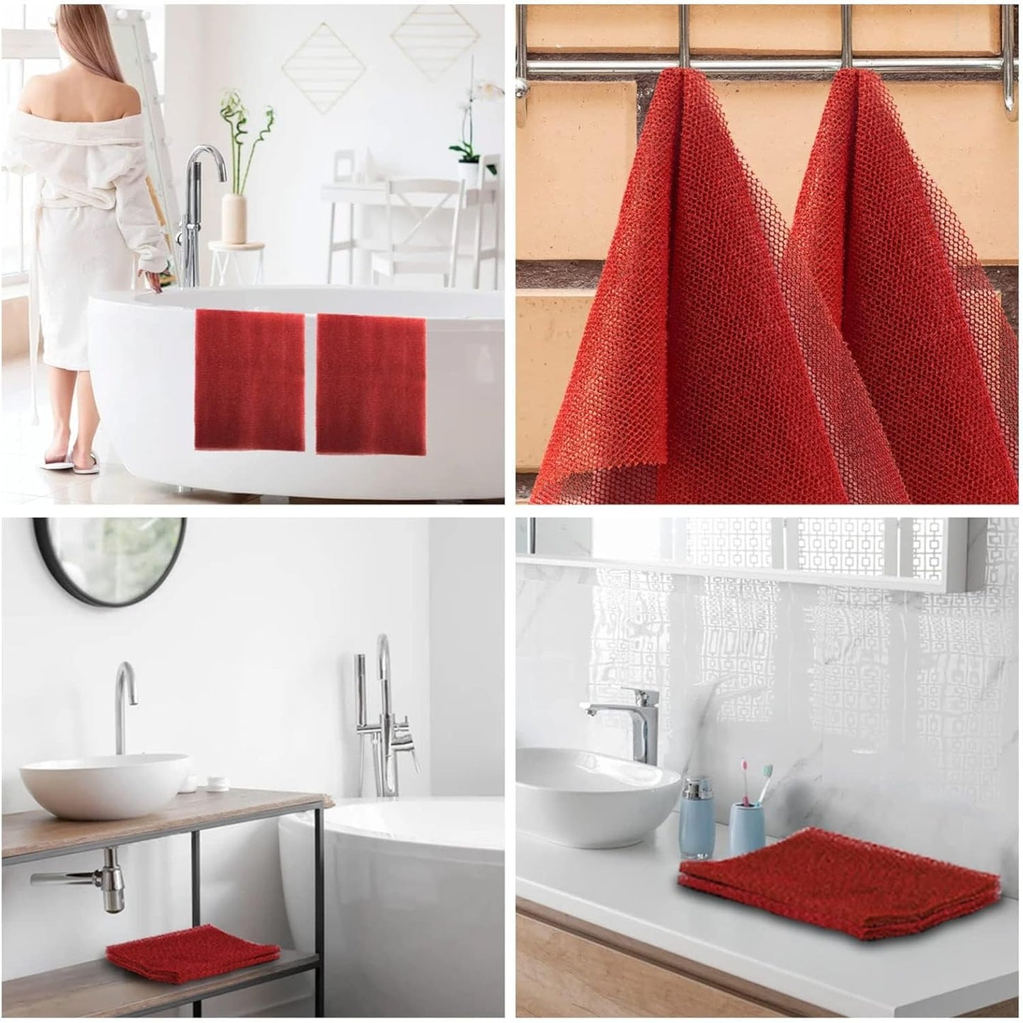 UJFQBH African Bath Sponge Set - Exfoliating Net Body Scrubber for Smooth Skin | Red