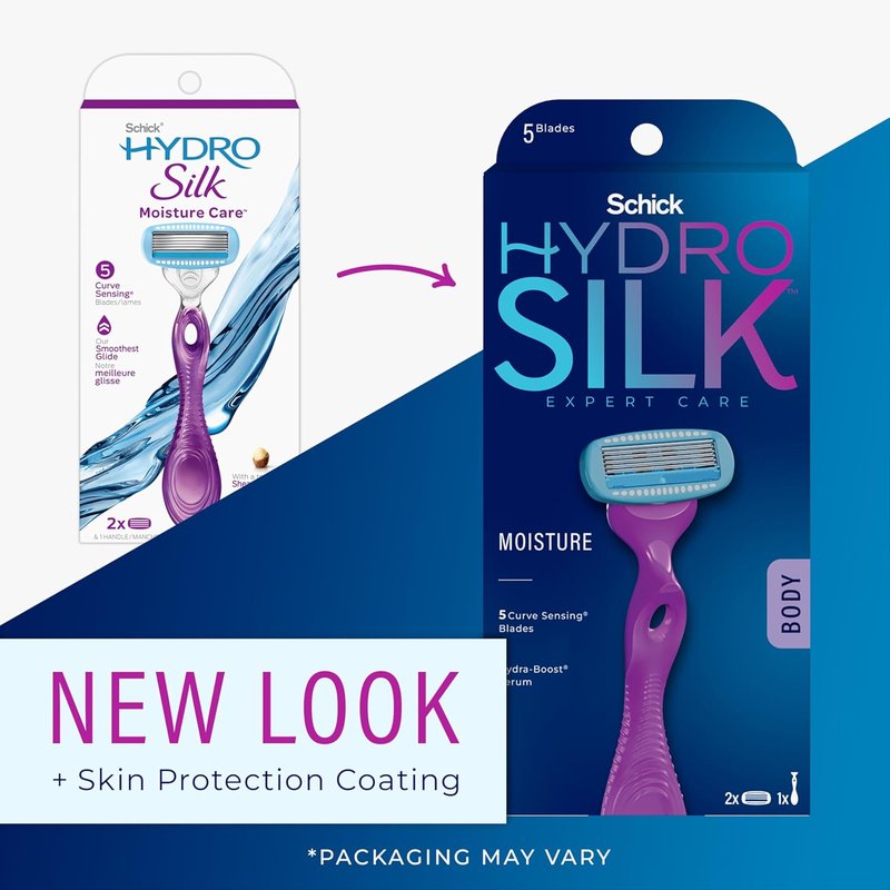 Schick Hydro Silk Women's Razor - 5-Blade Moisture Razor with 1 Handle & 2 Refills