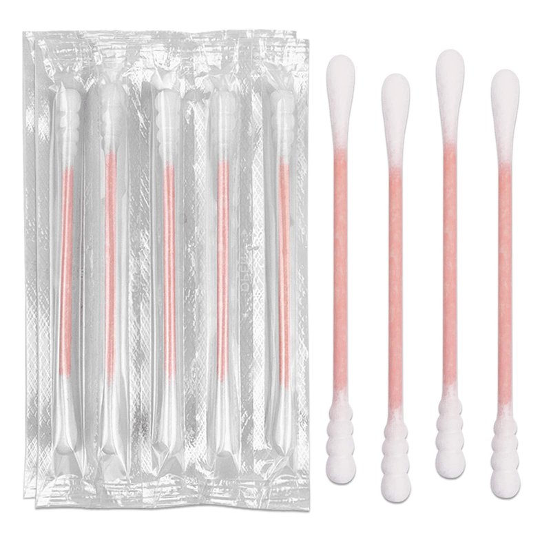 200 Pack Cotton Swabs, Individually Wrapped Cotton Swab, Individually Wrapped Double Tipped Paper Sticks for Ear, Make-up(Spiral-Round End)