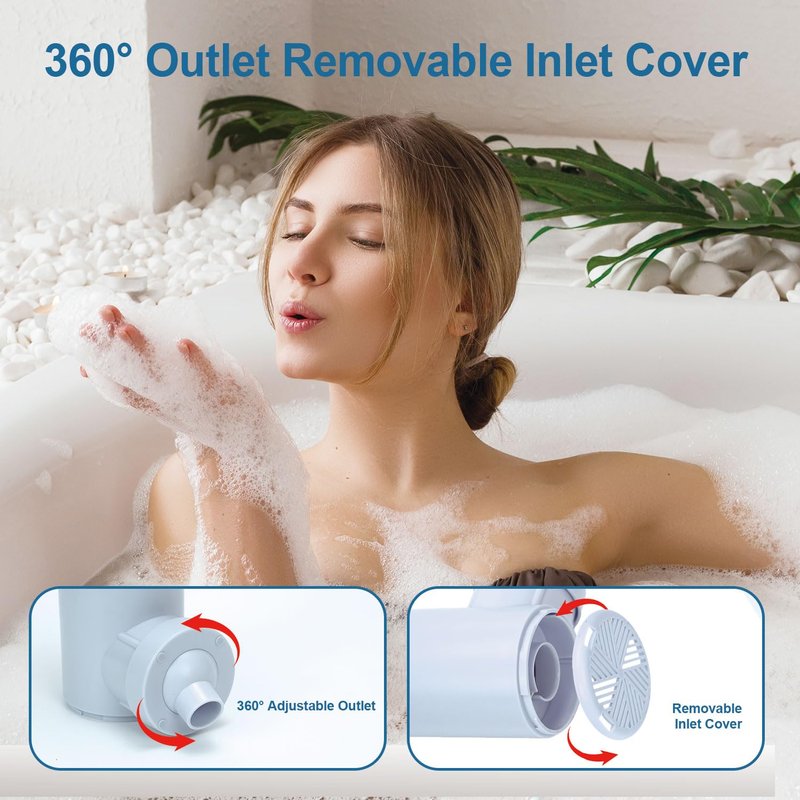COKEJA Bath Jets for Tub, Portable Spa Jet with Bubble & Jet Modes – 8800mAh Rechargeable Battery, 3 Speeds, IP67 Waterproof LED Display, Hot Tub Spa Accessories, Home Spa Relaxation Gift