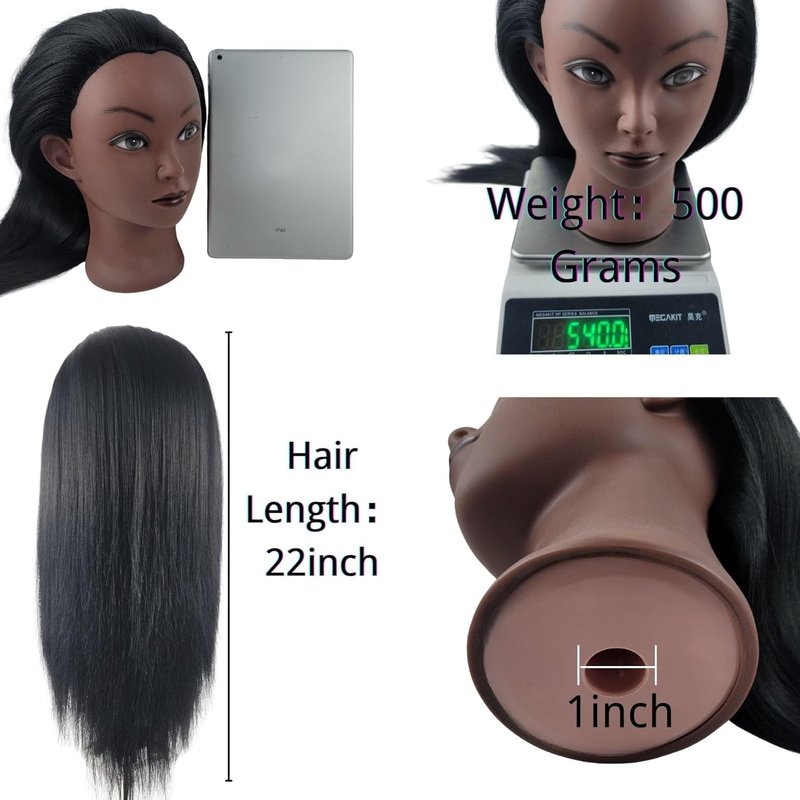 Practice Hair Mannequin Head - Yaki Texture for Braiding & Hairstyling | Perfect for Kids