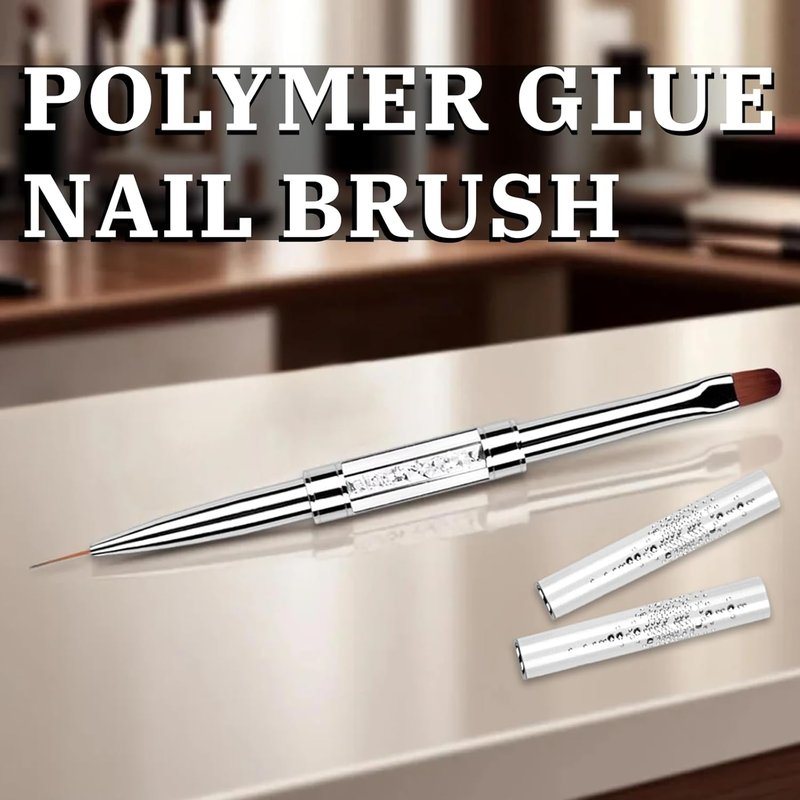 Skiennix Dual Ended Hard Gel Nail Brush - Salon-Grade Nail Art Tool with Rhinestone Handle