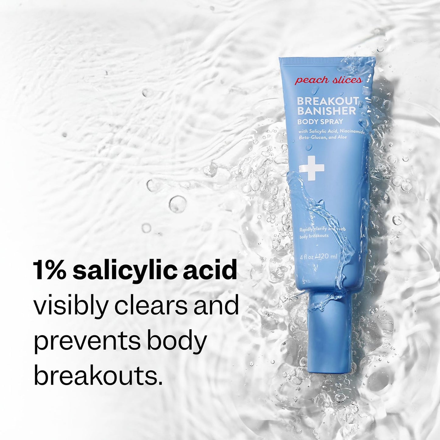 Peach Slices - Breakout Banisher Body Spray (4 oz) - 1% Salicylic Acid, Glycolic Acid - Clear & Prevent Body Breakouts - Niacinamide, Beta-Glucon, Aloe - Vegan, Cruelty Free, Korean Skin Care & Beauty