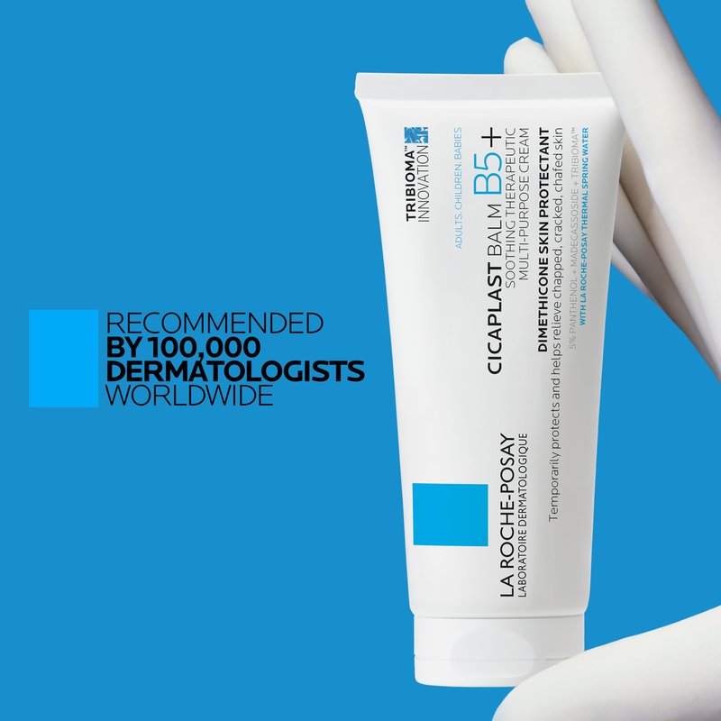 La Roche-Posay Cicaplast Balm B5 Skin Barrier Repair Cream with Centella Asiatica, Shea Butter & Panthenol | Multi-Purpose Healing Ointment for Dry, Irritated Skin | Face & Hand Balm, Baby Safe, 100ml