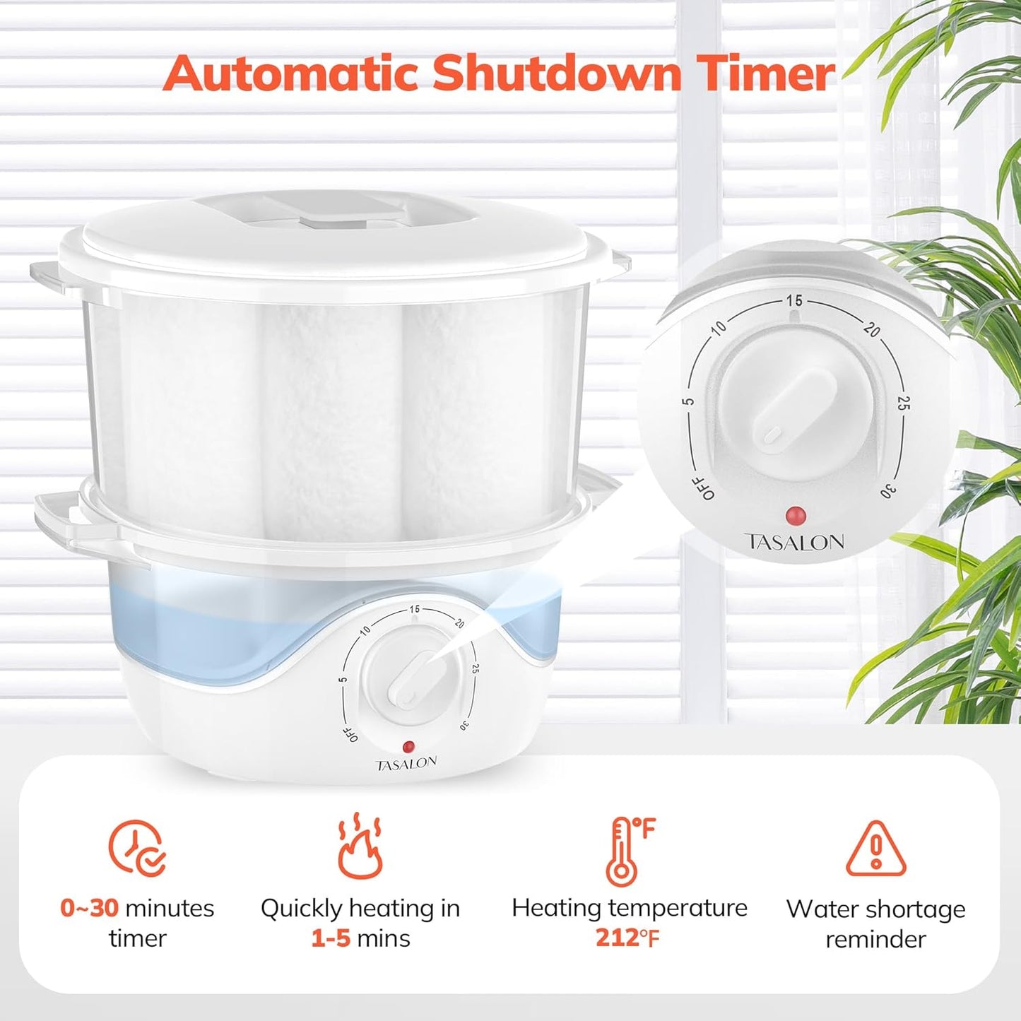 TASALON White Hot Towel Steamer - Quick Heating Facial Towel Warmer | Portable Spa Equipment with Aromatherapy