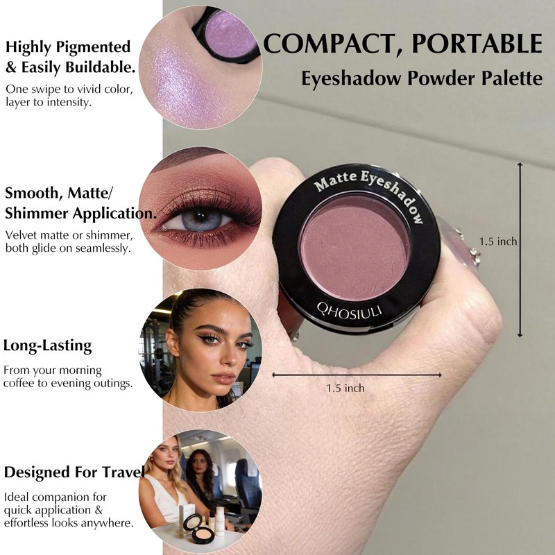 QHOSIULI Nude Beige Matte Eyeshadow Palette, Mini Monochrome Powder Eye Shadow for Older Women, High-Pigment White Eyeshadow Compact sombras para ojos, Naturing-Looking Smooth Blendable Color