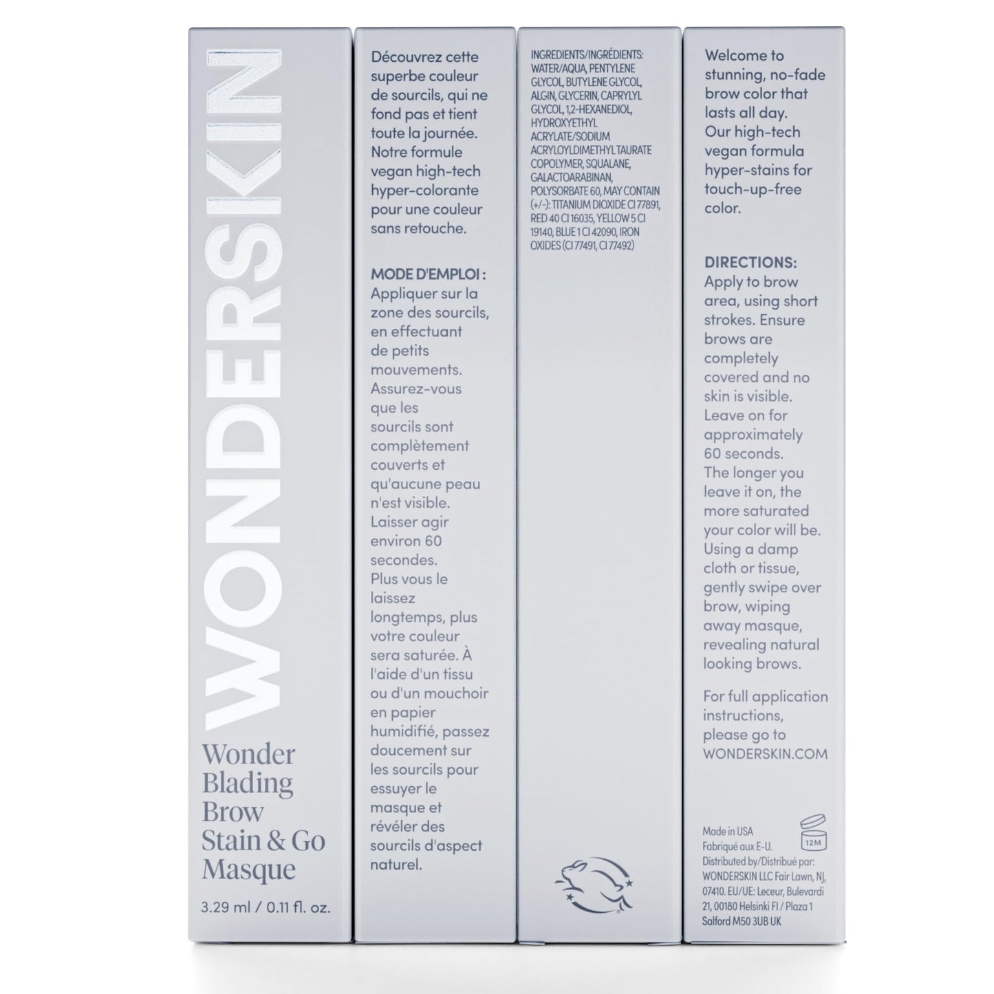 Wonderskin Wonder Blading Brow Stain & Go Masque - Long Lasting Eye Brow Tint, Transfer Proof and Smudge Proof Eyebrow Tint Stain (Brunette)