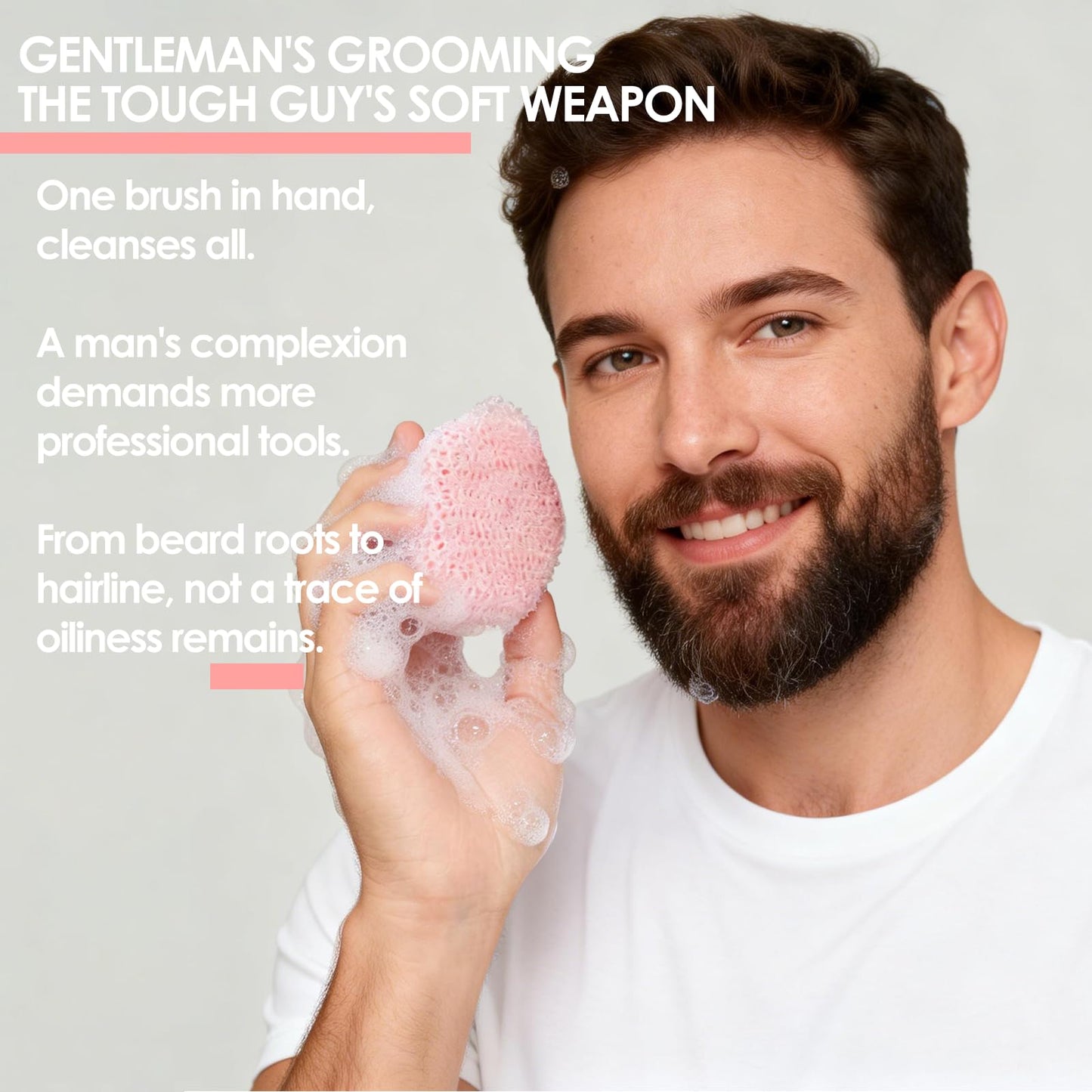 RamPula Face Scrubber & African Net, Silicone Exfoliating Brush for Men, Facial Cleansing Brush, Manual Waterproof Cleansing Skin Care, Blackhead Removing Pore Cleansing Massaging Face Brushes - Pink