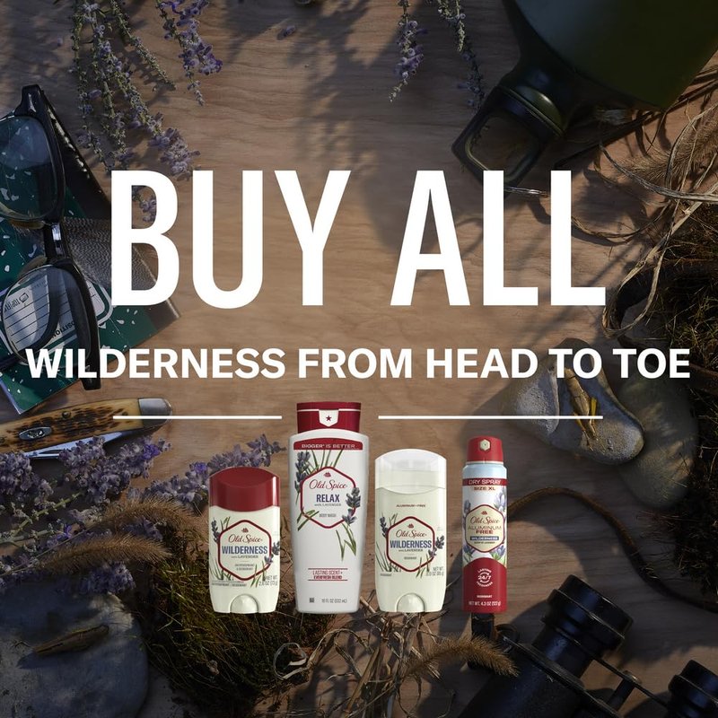 Old Spice Aluminum Free Dry Spray Men's Deodorant, 24/7 Odor Protection, Wilderness Scent of Lavender, 4.3oz (Pack of 3)