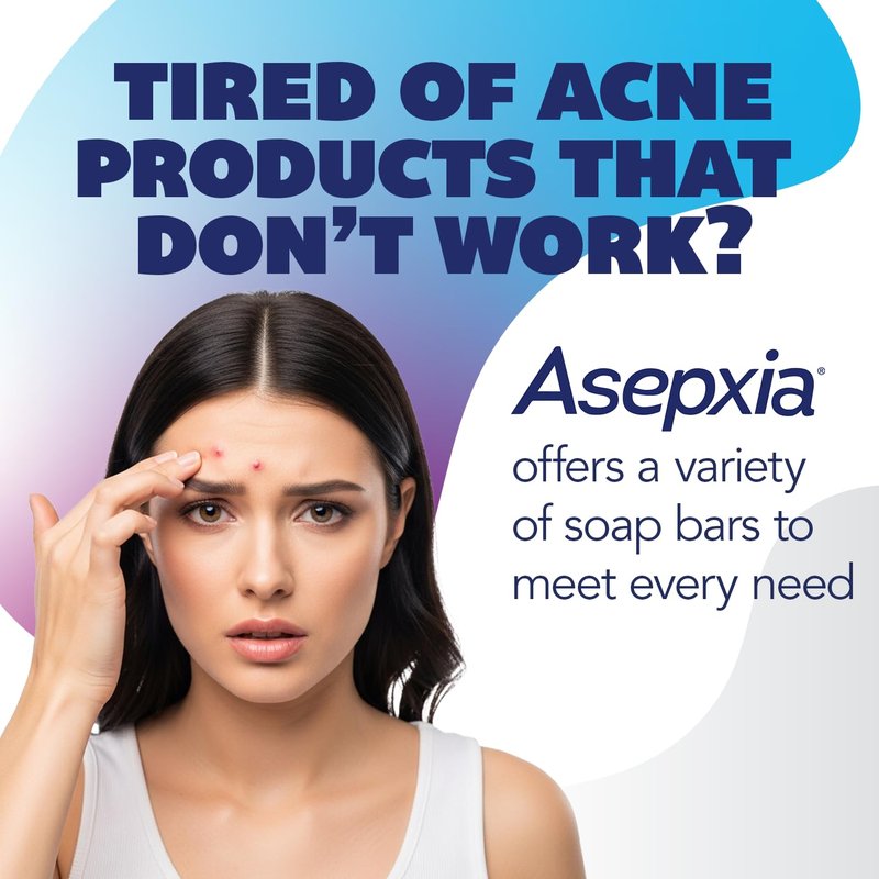 Asepxia Soap Face Wash Variety Pack – 4 Facial Bars for Acne Treatment, and 1 Facial Bar For Brighteness & Softness | Oil Removal, Blackhead Care in a Complete Skin Routine | 4 oz Each | 5-Pack