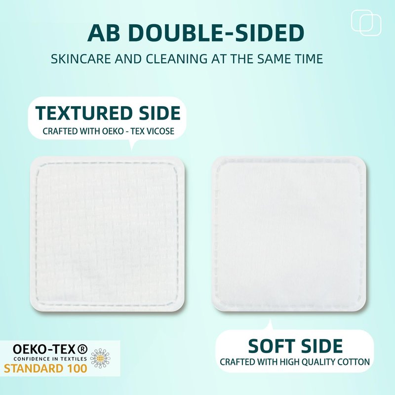Premium Exfoliating Cotton Pads (120 Count) - 100% Cotton, Extra-Soft and Lint-Free, Durable Squares for Facial, Lip, and Eye Makeup Removal