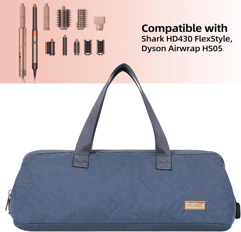 NISHEL Hair Tools Travel Bag - Portable Organizer for Hair Dryer & Curling Iron | Aegean Blue