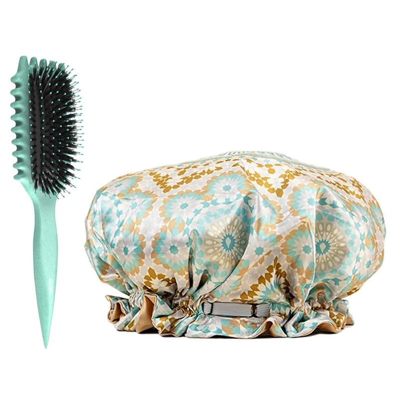 Bounce Curl Slay and Stay Bundle, Reversible Satin Hair Bonnet & Teal Define EdgeLift Brush