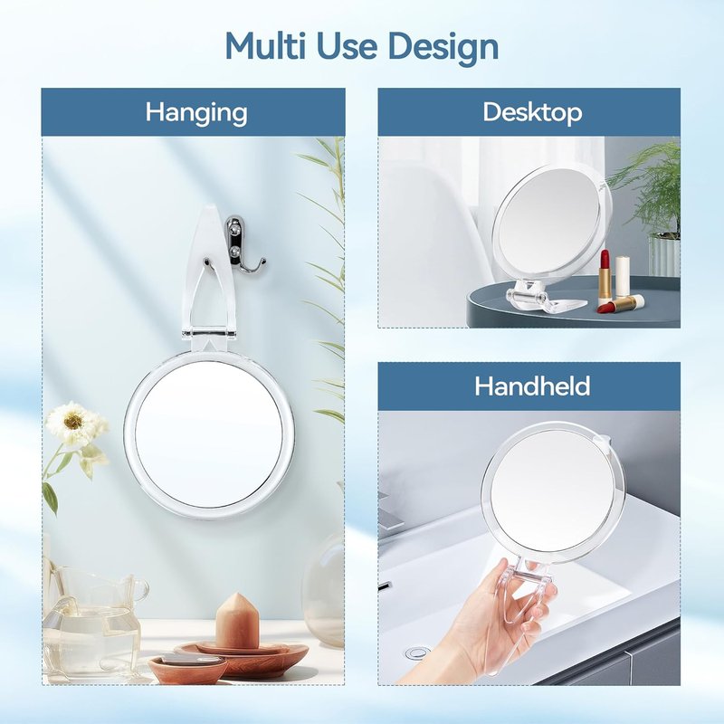 30X Magnifying Makeup Mirror with Stand & Tweezers | Handheld 1X/30X for Travel & Eyebrow Plucking
