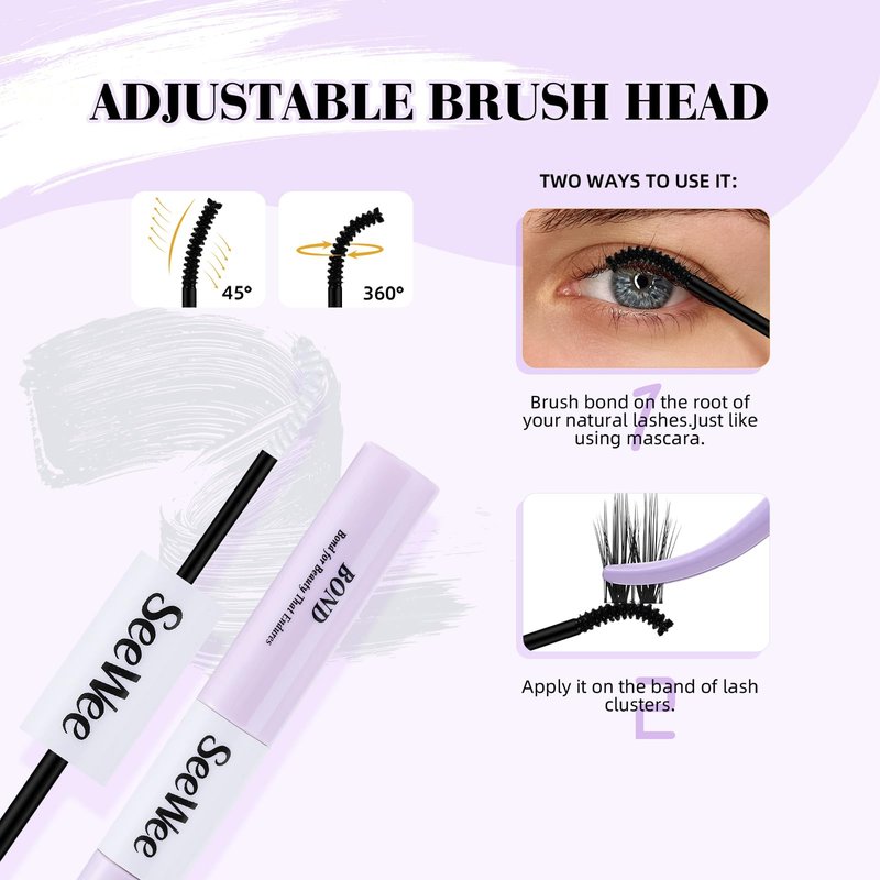 Clear Lash Glue - Lash Bond and Seal Waterproof Lash Clusters Glue Easy to Use 2 in 1 Strong Hold DIY Eyelash Adhesive for Cluster& Individual Lashes DIY Eyelash Lash Cluster Glue10ml (White)