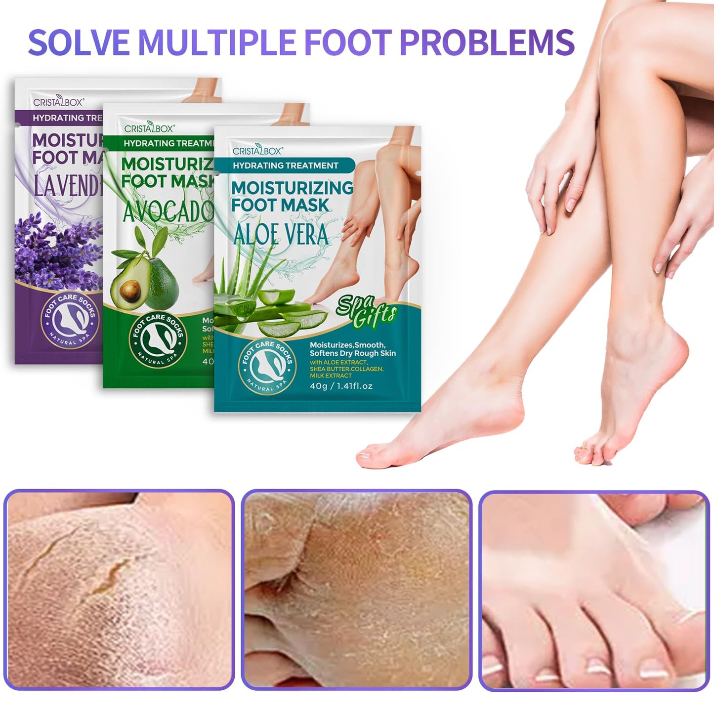 18 Pack Moisturizing Foot Mask, Hydrating Foot Masks for Dry Cracked Feet, Moisturizing Socks Dry Skin Moisturizer for Soft and Smooth Touch Feet, Foot Care Spa Gifts for Women Men Fathers Day Gift