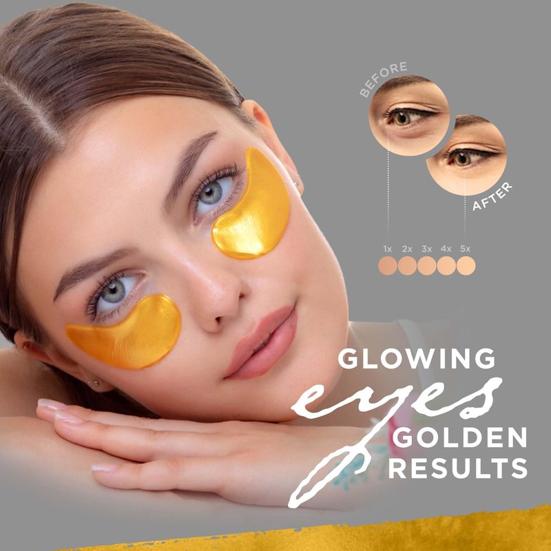 Dermoland Under Eye Patches For Women – 24K Gold Eye Masks, 15 Pairs | Hyaluronic Acid | Reduces Puffiness, Dark Circles & Wrinkles | Vegan & Hydrating