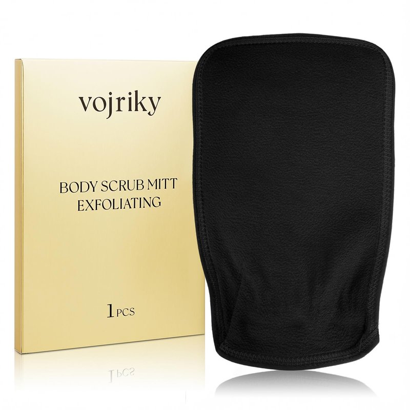 Vojriky 1PCS Durable Body Scrub, Dead Skin Remover & Body Scrubber Exfoliator, Body Exfoliating Gloves for Shower, washcloth exfoliating, exfoliating Glove for Smooth Skin (black)