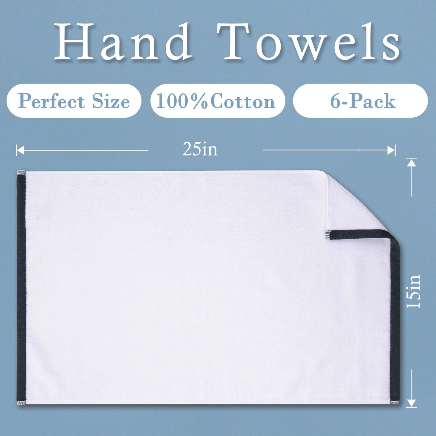 Checkered Hand Towels, (6PC 15"x25") - Light | 100% Cotton | Soft | Absorbent | 400GSM | Fluffy, Patterned Towels Decorative Set，Hand Towel for Bathroom & Showering, 2 Pink + 2 Yellow + 2 Blue Plaid