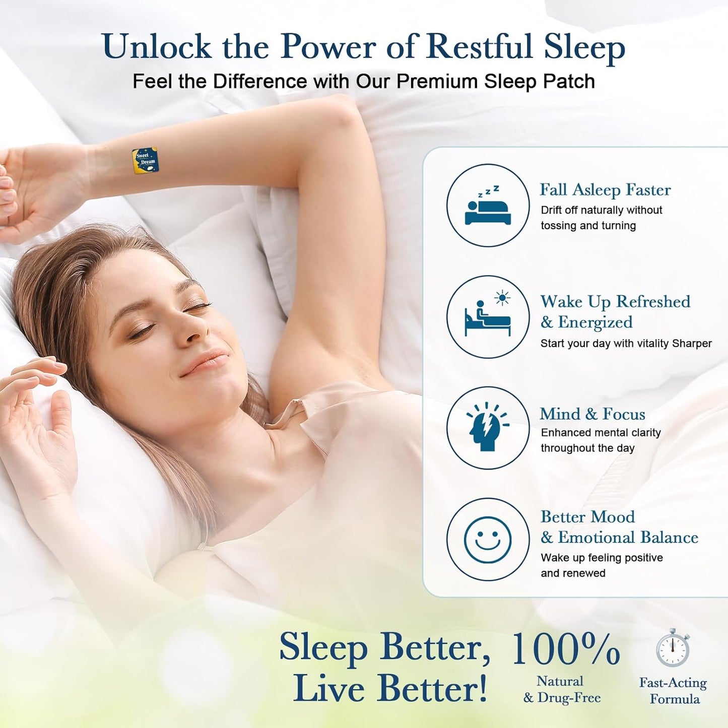 Skiennix Sleep Patches for Adults - Plant-Based Melatonin & Magnesium Aid - 60 Count Box