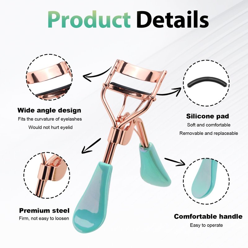 Eyelash Curler for Hooded Eyes,Euramerican,Asian, Jpanese C-curl, 2 Packs Eyelash Curler Refill Pads Compatible with Shiseido,Tweezerman,Shu uemura,Kevyn Aucoin,e.l.f