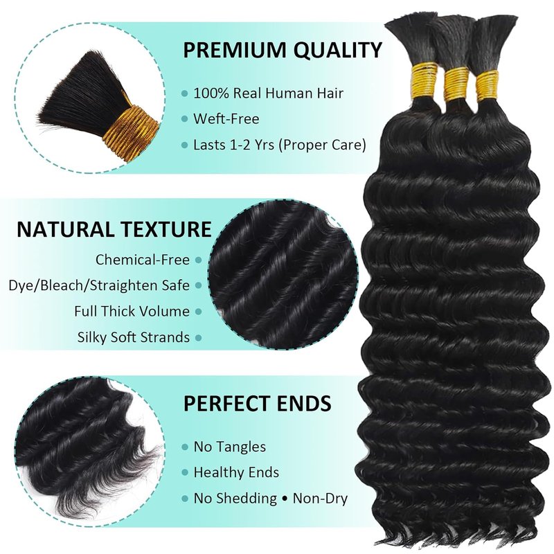 100% Brazilian Virgin Remy Human Hair - 18 Inch Curly Braiding Bundle | Soft Silky Natural Color