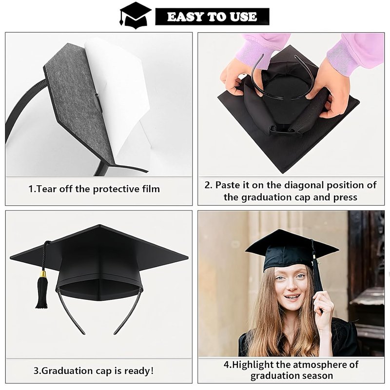 Graduation Cap Headband - 2 Pack Anti-Fall Hairband for Students | Keeps Hairstyle Fixed