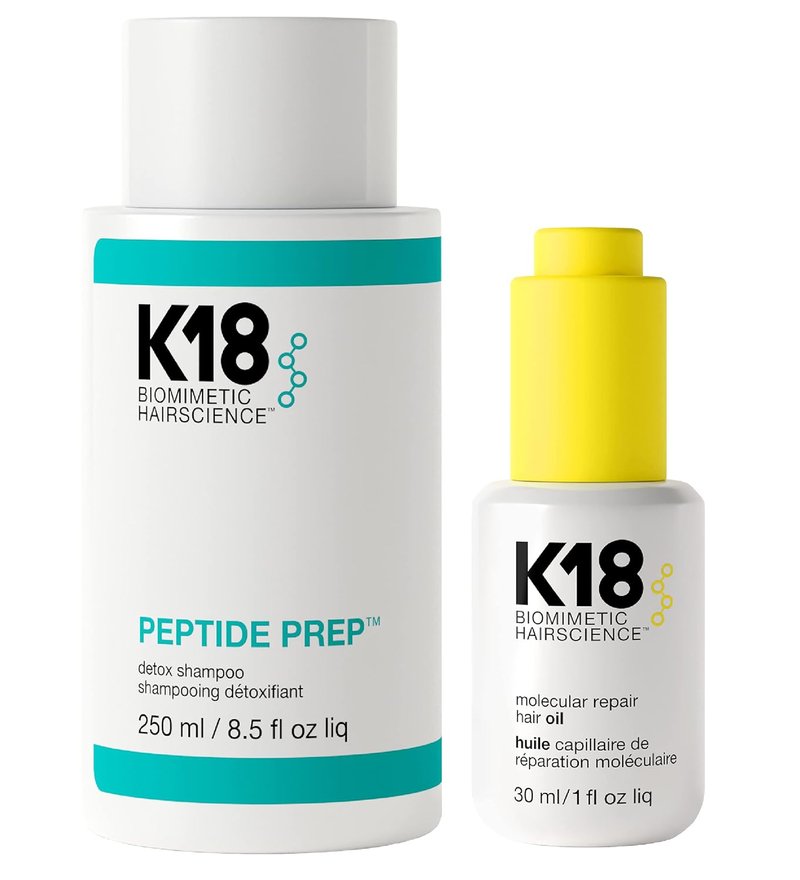 K18 Detox Shampoo & Hair Oil Bundle - Color Safe Clarifying Shampoo (8.5oz) & Strengthening Oil (30ml)