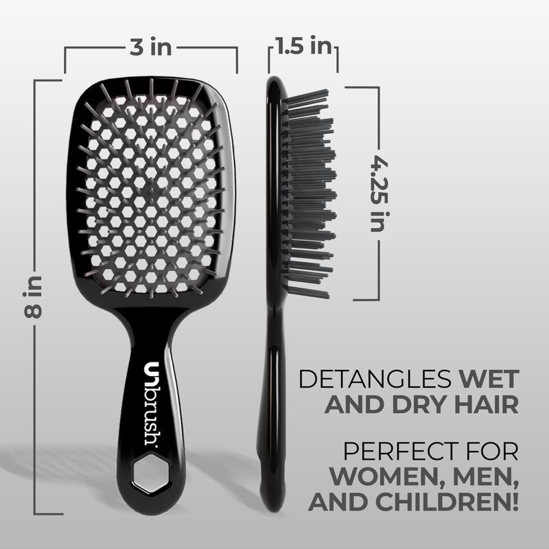 FHI Heat UNbrush Detangling Brush for Pain-Free Brushing on All Wet or Dry Hair Types — Durable DuoFlex Anti-Static Bristles, Lightweight Handle, Vented Hair Brush, Grey