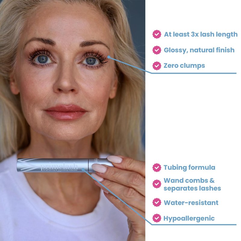 Prime Prometics PrimeLash Mascara for Older Woman – Volumizing, Incredible Length in 2 Coats – Long-Stay, Zero Clumps, Hypoallergenic (Mulberry)
