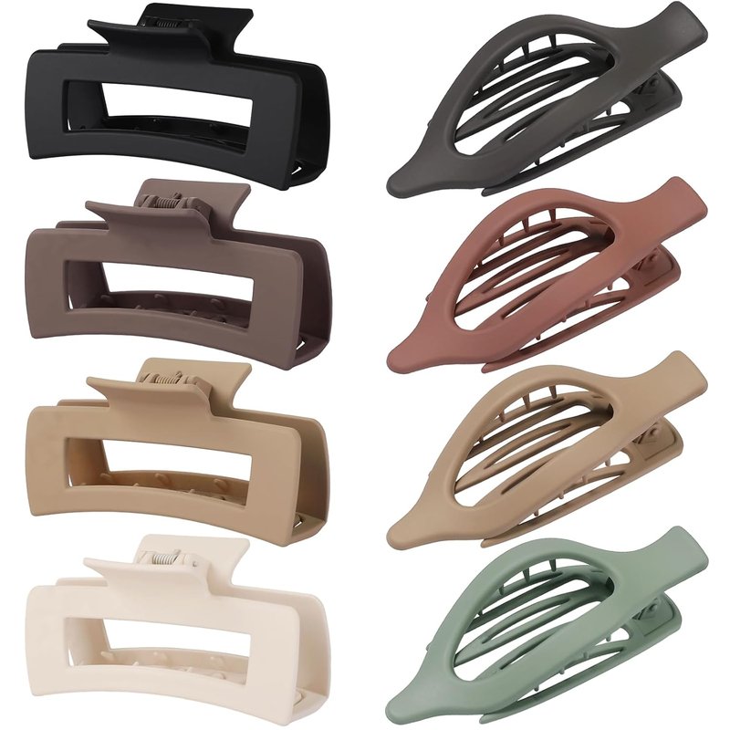 Large Hair Claw Clips for Women - 8 Pcs Square & Flat Hair Clips for Thick or Thin Hair | 4.3 Inch Alligator Hair Accessories