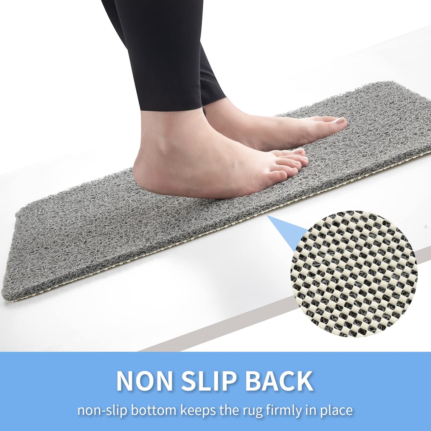 Hargiis Non-Slip Shower Mat Bathtub Mat for Bath Tub, Anti Slip Bath Tub Mat, Floor Mat, Soft PVC Loofah Bathroom Mats, Foot Scrubber Mat, Quick Drying Easy Cleaning Mats for Wet Areas (Grey 40"×16")