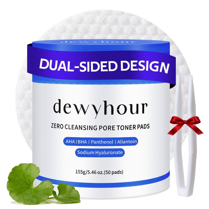 dewyhour Cleansing Face Pads, Gentle Exfoliation Toner Pads for Face with AHA & BHA – Korean Skin Care Moisturizing Dual-Sided Textured Pad Sensitive Skin