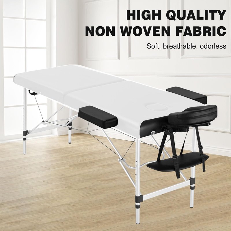 31" X 70" Massage Table Sheets Waterproof and Oil Proof Disposable Bed Sheets Non Woven Fabric SPA Bed Cover for Massage Beauty Tattoos (100pc White)