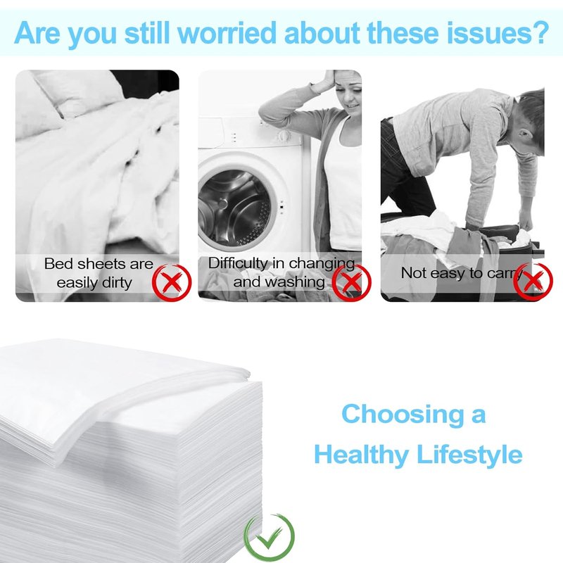 Skiennix Disposable Massage Table Sheets - 200 Pcs Non-Woven Fabric Covers | 31''x71'' White