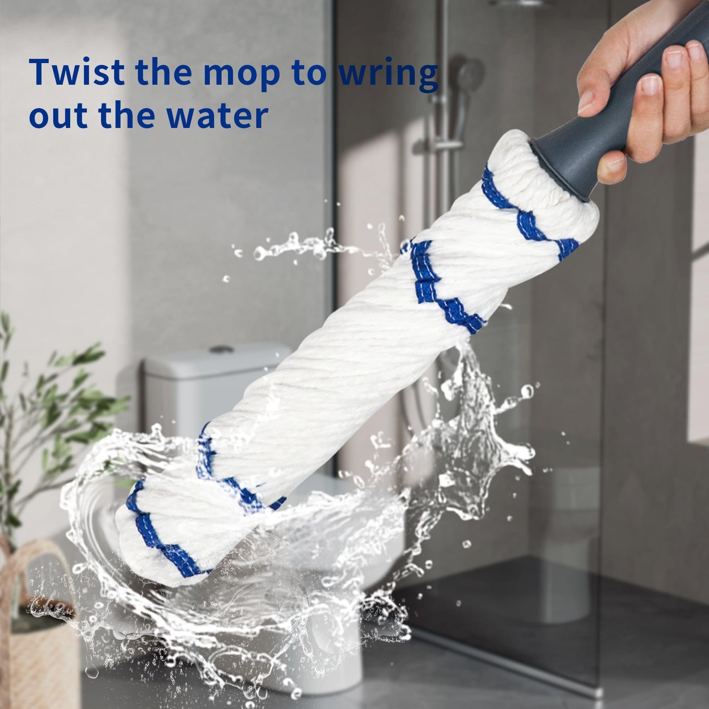 Silkyhose Self-Wringing Twist Mop Cotton Rotating Dry & Wet Mops with Long Handled for Floor Cleaning Kitchen Bathroom Hardwood Vinyl Tile Laminate Household Office
