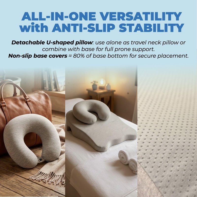 Face Down Pillow for Sleeping, BBL, Massage, Memory Foam, Face Cradle for Stomach Sleeping, Eye Surgery Vitrectomy Recovery Equipment, Prone Pillow for Home Massage, Removable and Washable Cover