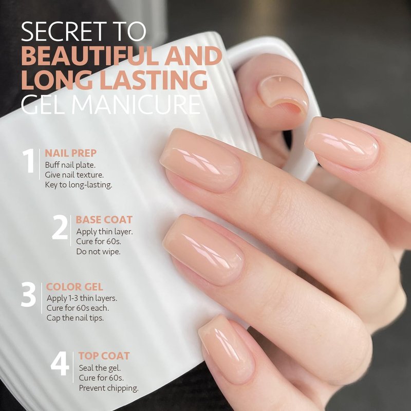 GAOY Nude Jelly Gel Nail Polish - 16ml Sheer Translucent Soak Off Gel for DIY Nail Art | Bright Nude Color