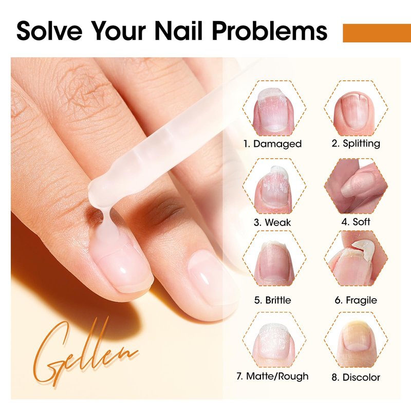 Gellen 7-14 Days Ginger Nail Growth Serum for Nail Strengthener and Growth, Nail Repair Treatment for Weak Brittle Splitting Damaged Nails, Hydrated & Nourished Nail Care Solution for Hands & Feet
