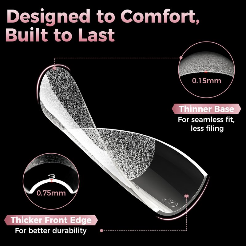 Luckyfairy Short Coffin Fake Nails, 240pcs Soft Gel Pre-Filed Acrylic Short Ballerina Nail Tips, Half Matte Full Cover Clear Press on Flase Nail Tips for Nail Extension Home DIY 12 Sizes Gelly Tips