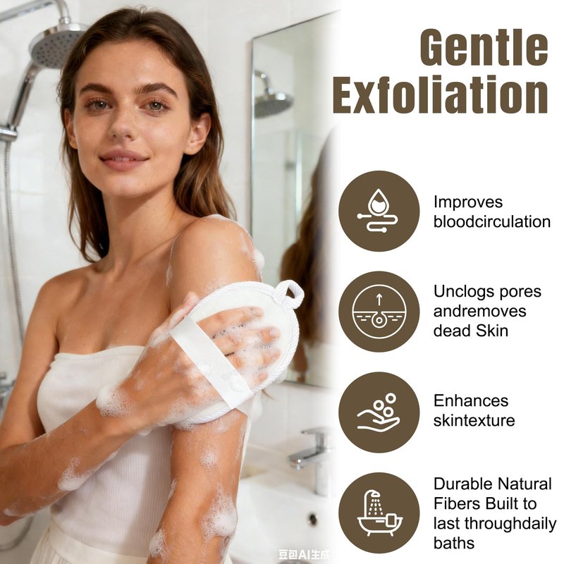 QUQTFE Natural Loofah Exfoliating Sponge, Gentle Body Scrubber Luffas for Men and Women, 3 Count