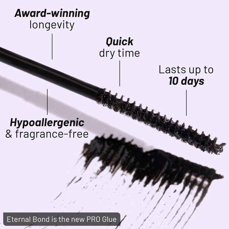 Lilac St - Eternal Bond Lash Glue (Black) - Lash Cluster Glue - Quick Dry Formula - Mini Mascara Wand Applicator - Strong & Flexible Hold - Waterproof - Cruelty Free, Vegan - Pack of 2